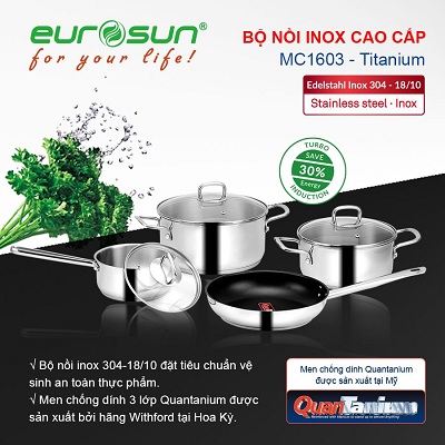 Bộ nồi Eurosun MC1603 Titanium 4 món